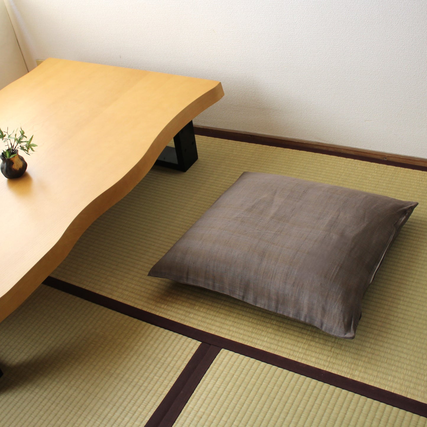 京座布団 | ヌード&洗えるカバーセット(麻生地) 青鈍