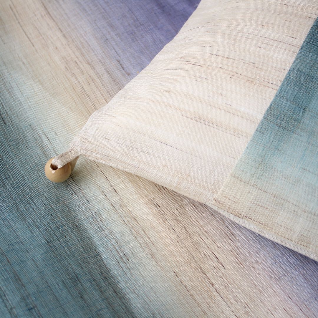 ごろ寝敷きふとん | 引き染め(麻生地) カバーの端にはウッドビーズ