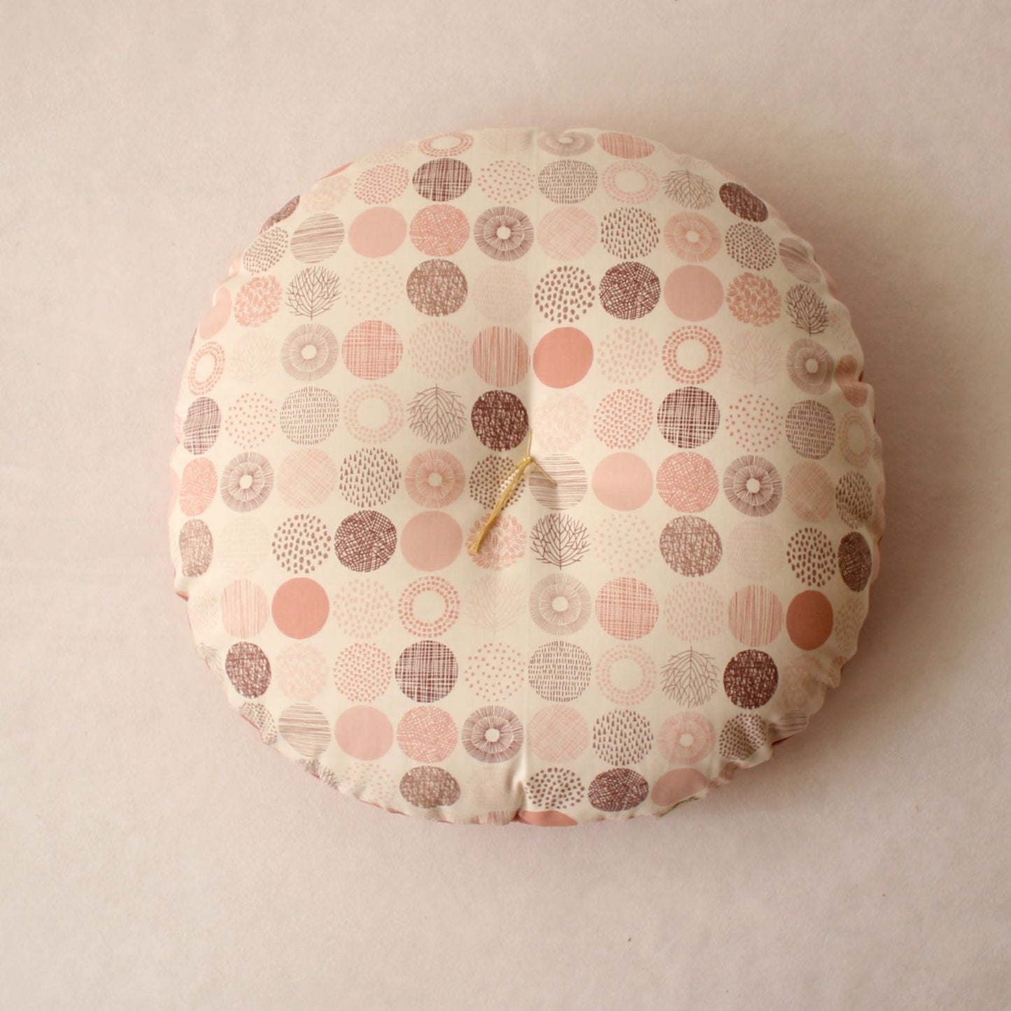 丸座布団 | 綿生地(北欧調) おはじき・ピンク