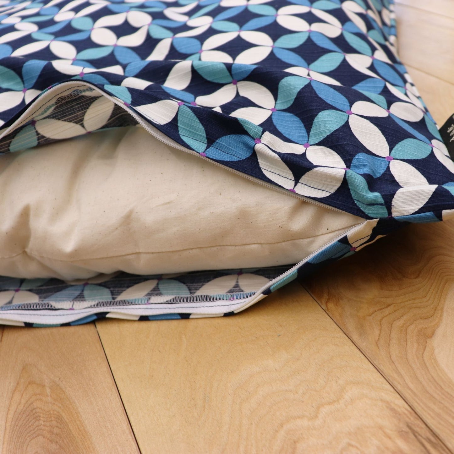 長座布団 | ヌード&洗えるカバーセット(綿生地) 星七宝 紺