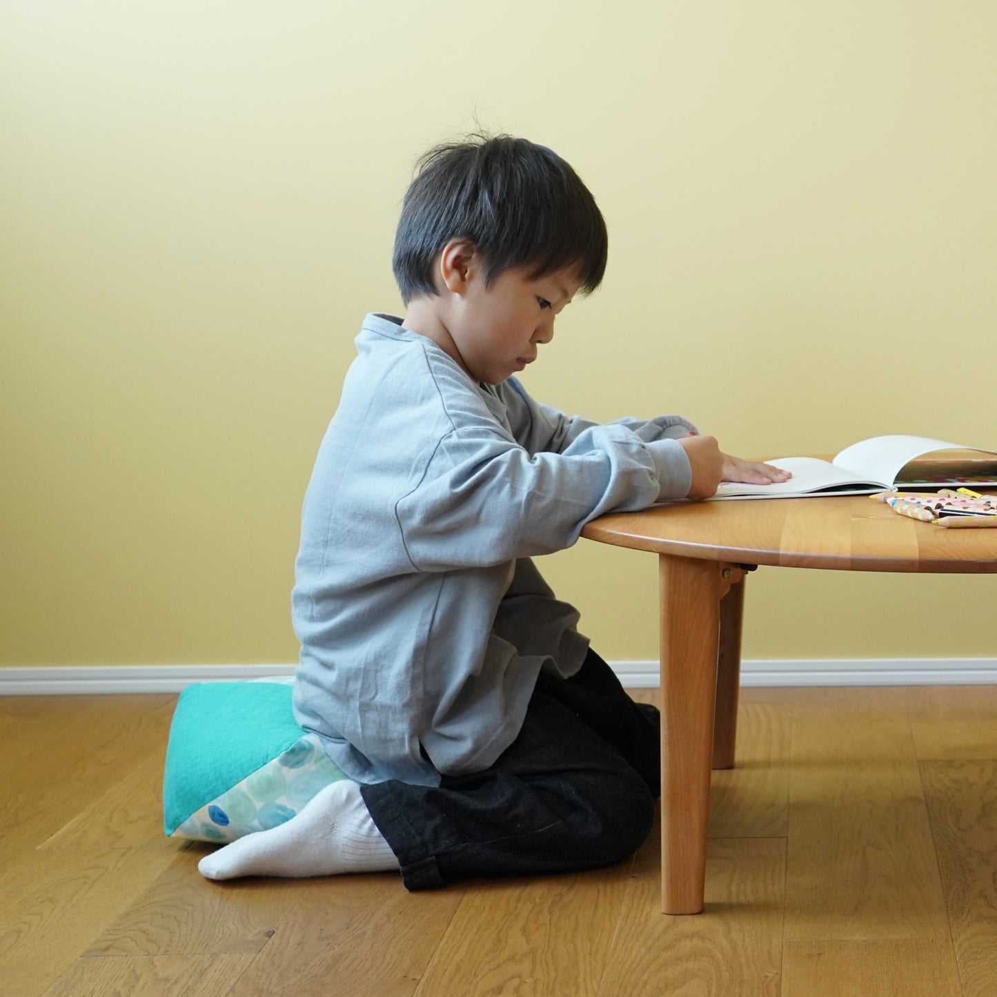 おじゃみキッズ(学と習)| 綿生地 習:44.藍玉 x しゃぼんふゆ