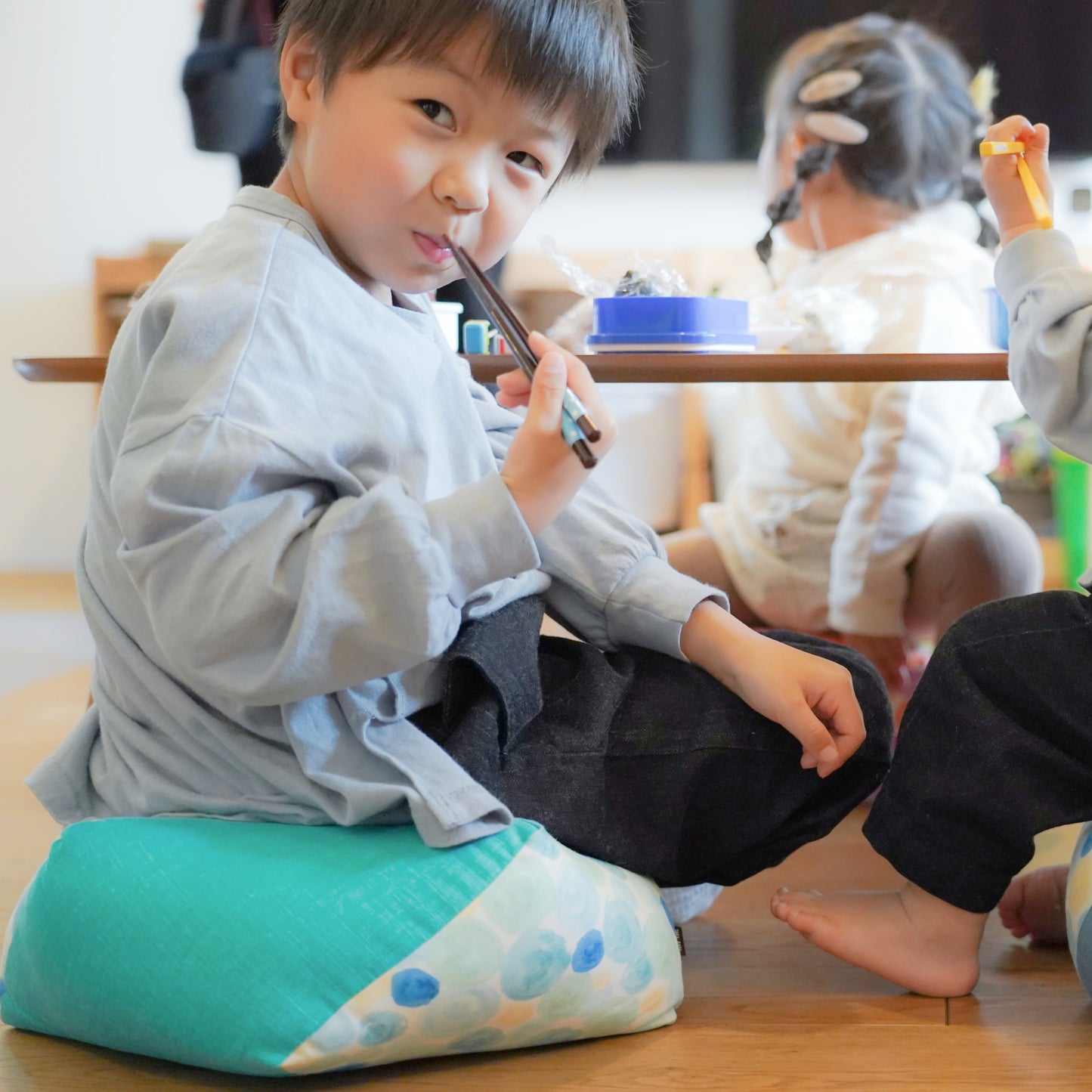 おじゃみキッズ(学と習)| 綿生地 習:44.藍玉 x しゃぼんふゆ