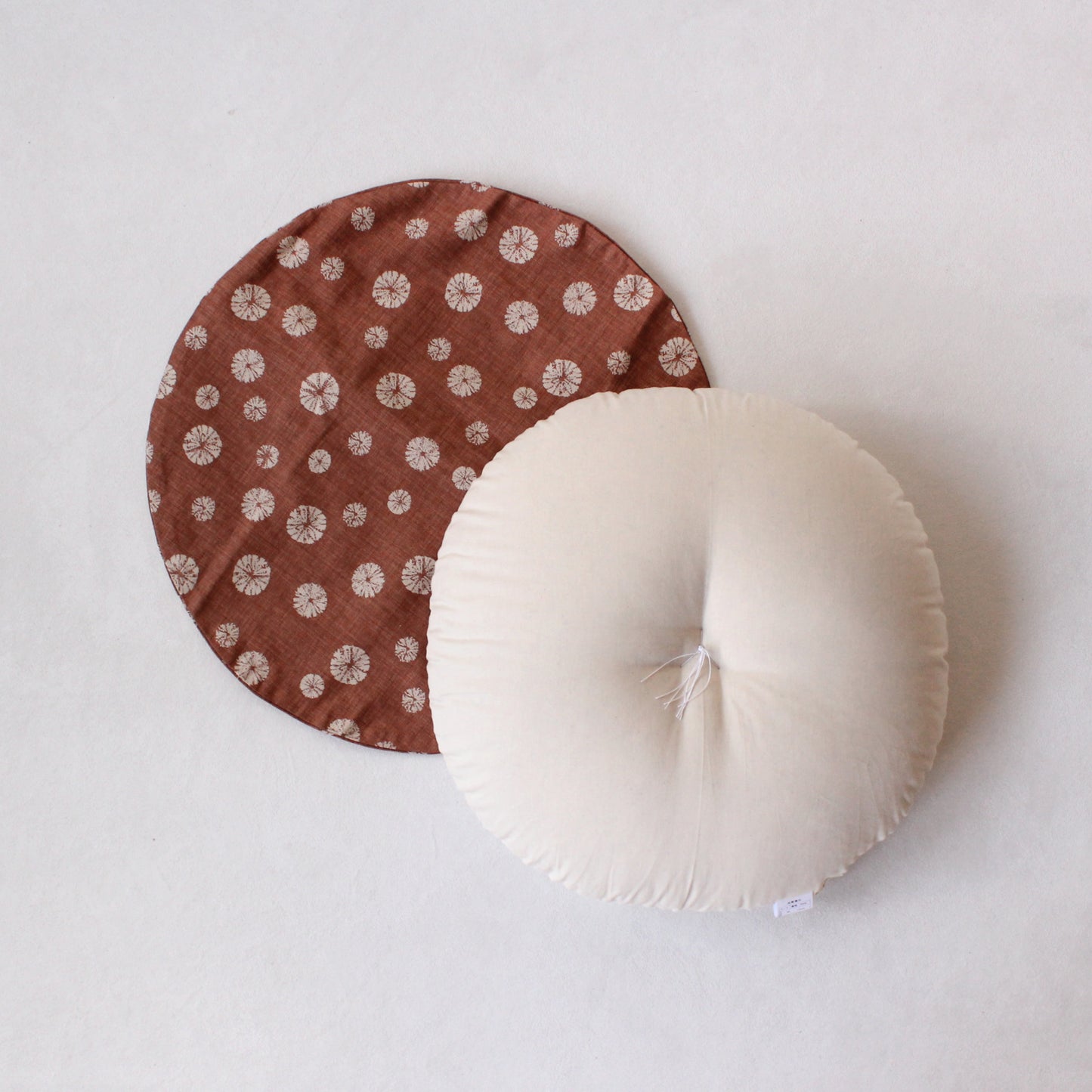 丸座布団|ヌード&洗えるカバーセット(綿生地) 絞りピンク