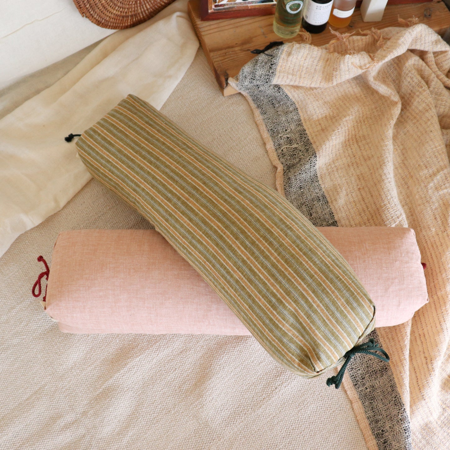 なが枕 | 綿生地 直入れタイプ|縞みどり、27.里桜