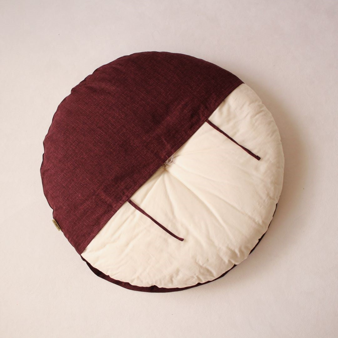 小せんべい座布団カバー|  綿生地 カバー裏面に出し入れ口があります