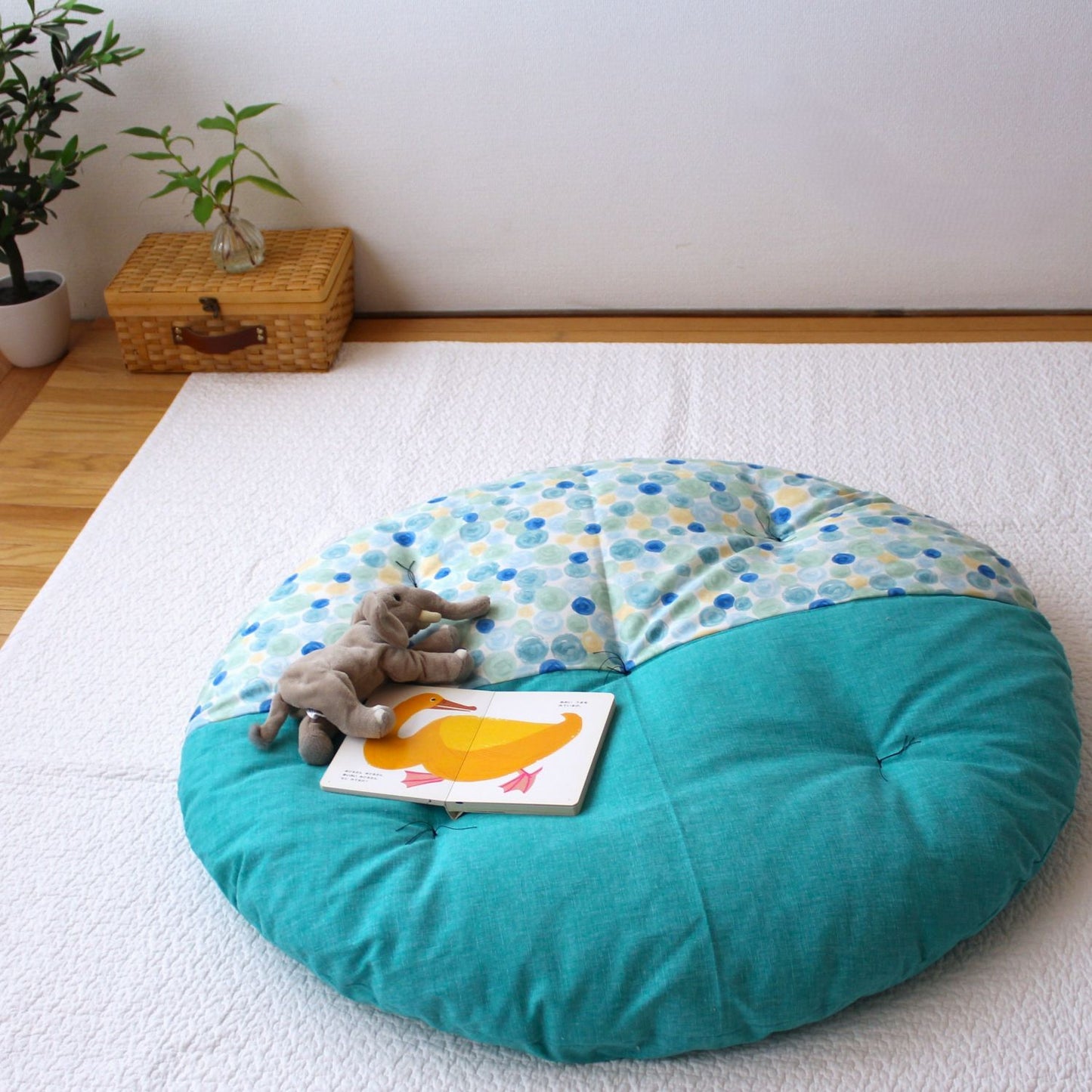 せんべい座布団|わた直入れタイプ ツートンデザイン 44.藍玉xしゃぼんふゆ