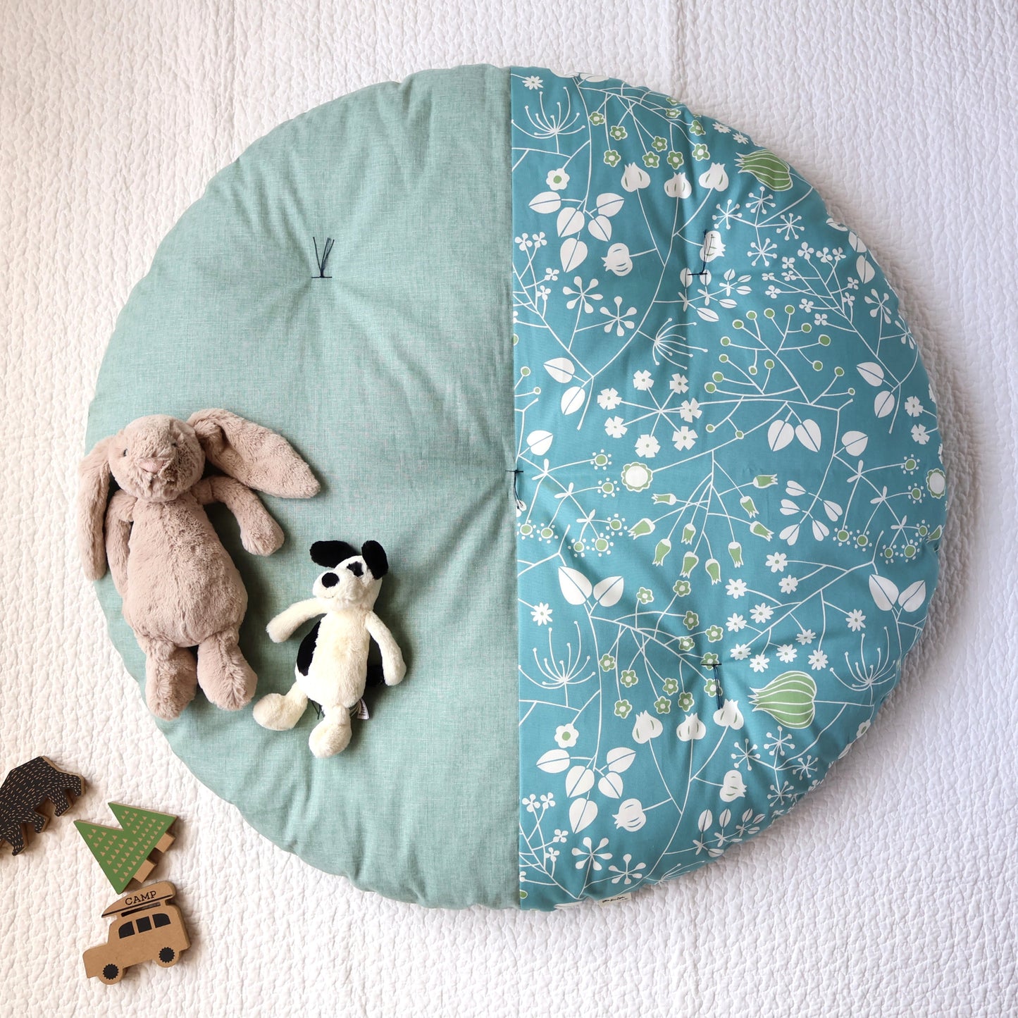 せんべい座布団|わた直入れタイプ ツートンデザイン ブーケブルーx砧青磁