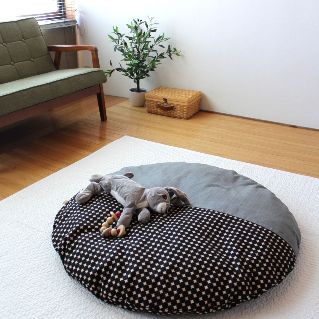 せんべい座布団 | 撥水ヌードせんべい&洗えるカバーセット ツートンデザイン マーブルブラックx紙屋紙