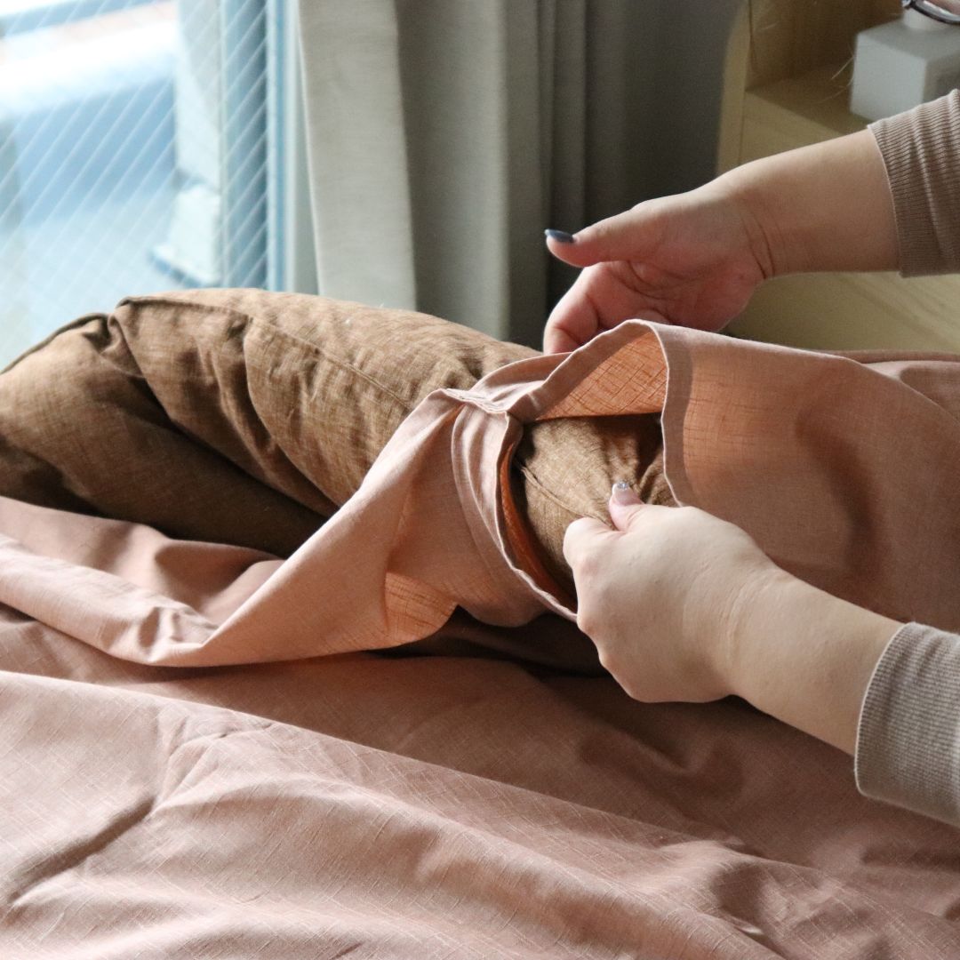 敷き布団カバー・ポケットタイプ | 綿生地 カバー:27.里桜 敷き布団:24.黄唐茶