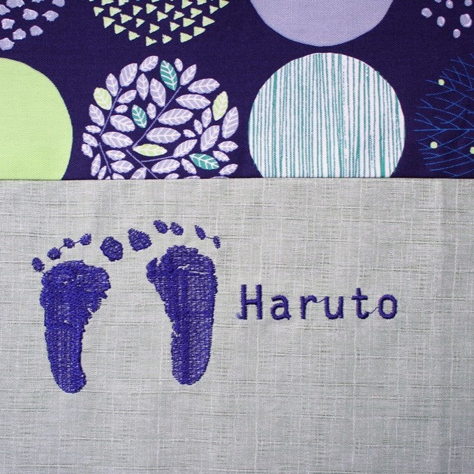 
                      
                        ツートンデザイン　26.裏葉 x てまり・ベージュ　[刺繍：653.紺 ] 
                      
                    