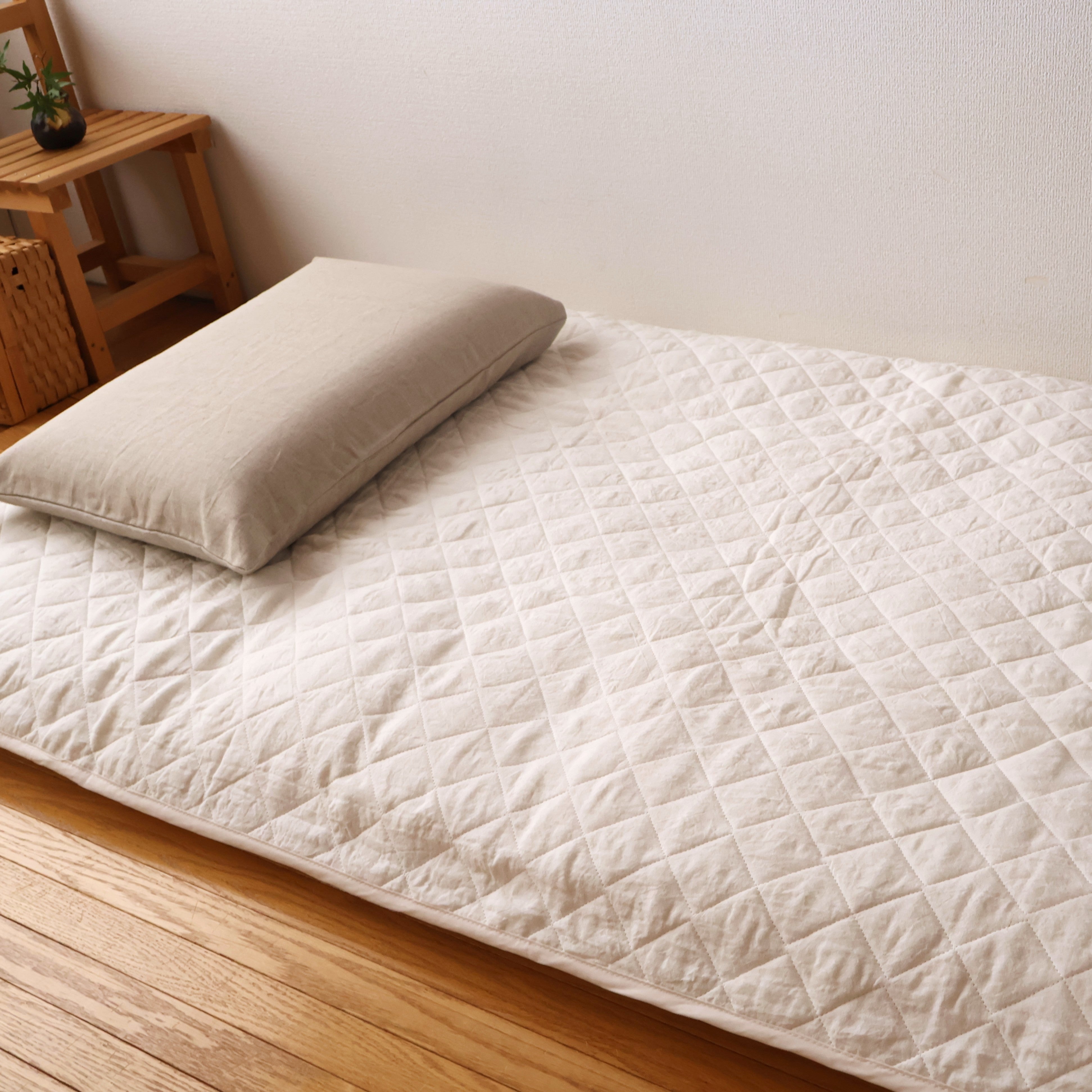 ＲlNＫＡ専用近江麻ラミー二枚合わせ式パット件麻ケツト210×150 麻 敷きパッド ラミー シングル 夏用 洗える麻敷きパット 麻100％生地